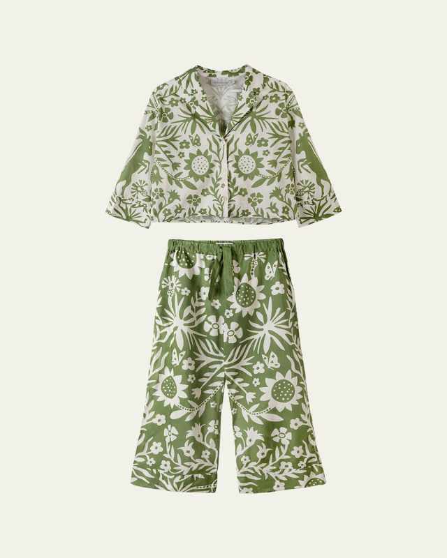 Floral-Print Boxy Shirt and Wide-Leg Trousers Set